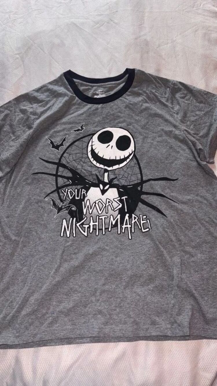 Men’s Halloween gray Jack Skellington nightmare before Christmas T-shirt XL